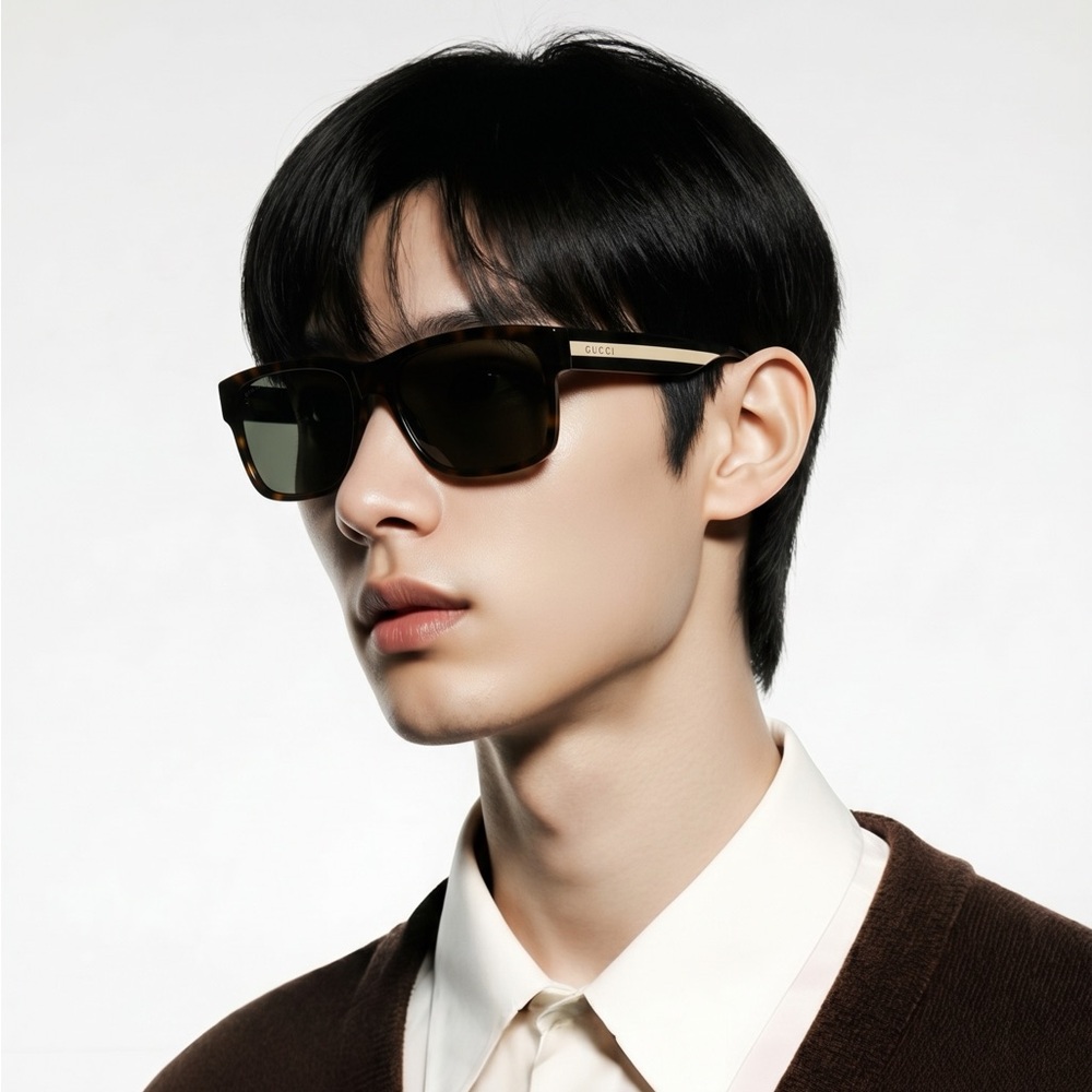 💯 Authentic- New Gucci GG0340S 008 Brown Green Sunglasses